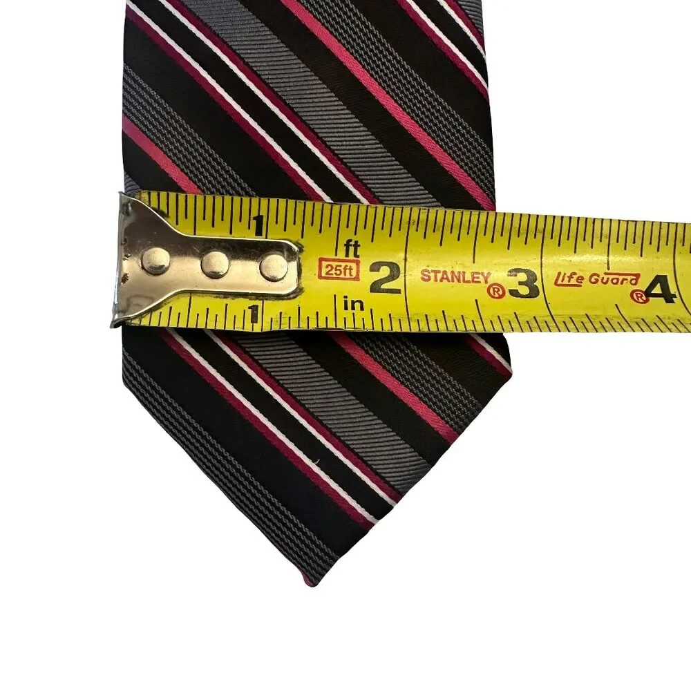 Apt 9 Multicolor Black Red Gray And White Striped Men's Niecktie 2,7